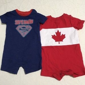 6-12m (4/$20) Superman and Canada Rompers